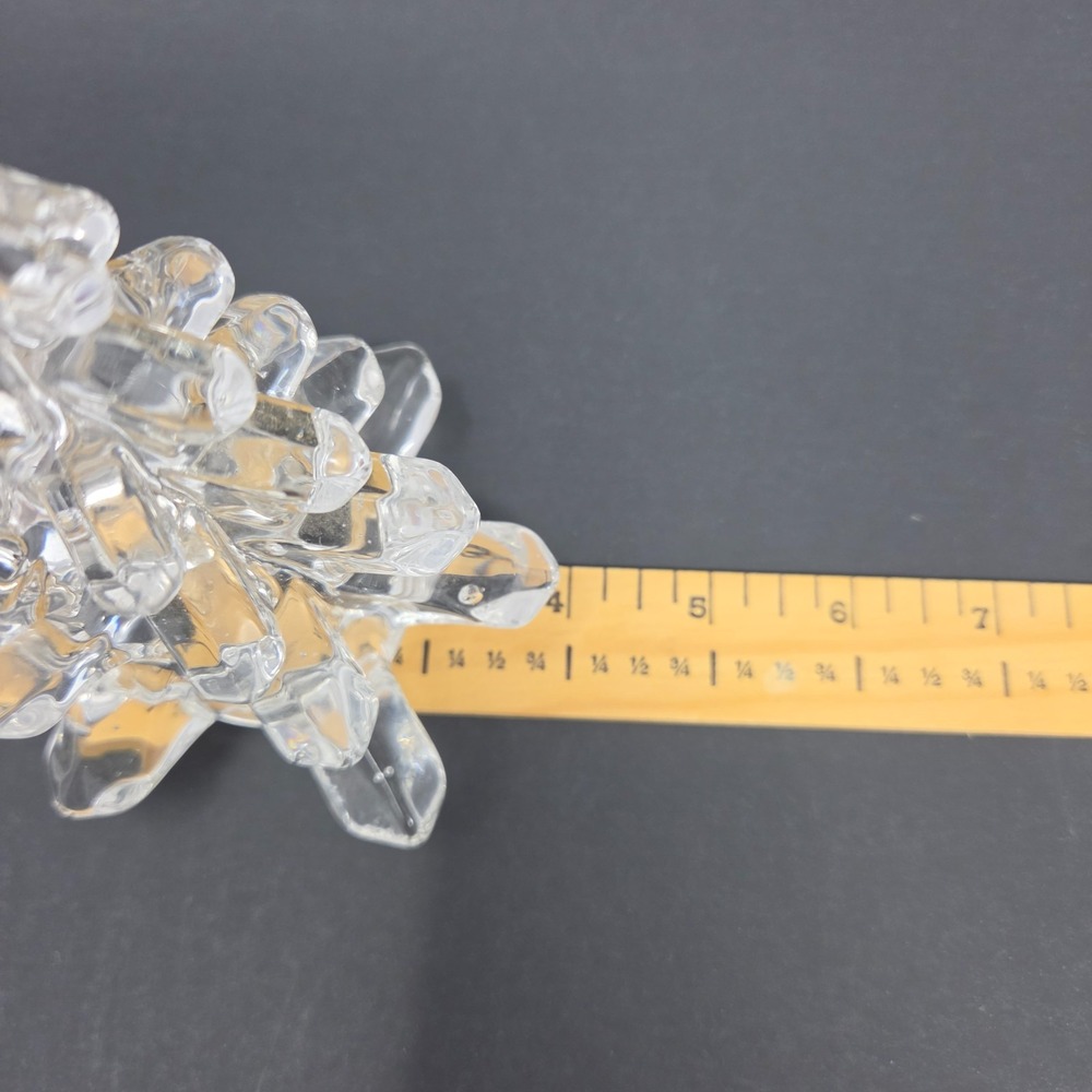 Set of 2 VTG Clear Art Glass Christmas Tree Figurines Holiday Decor 5.5" and 6" - Picture 11 of 12